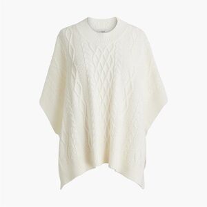 J. Crew ** Ivory White Cable Knit Sweater Poncho NEW BW699 Cotton